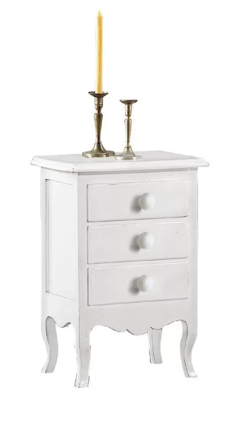 Comodino 3 cassetti laccato bianco opaco 43x32x64 (1306) - Mobili 2G