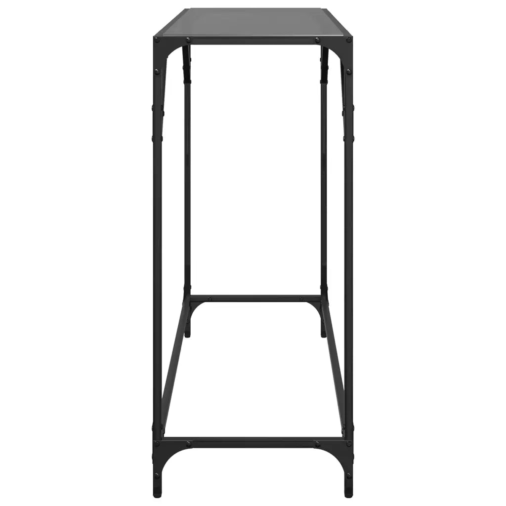 vidaXL Tavolino Consolle con Piano in Vetro Nero 98x35x81cm in Acciaio