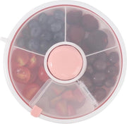 Snack Spinner Roterente con Scatola di Stoccaggio con Scomparti - Organizzatore di Snack Portatile per Bambini - Snack Noci Caramello Frutta - Rosa.