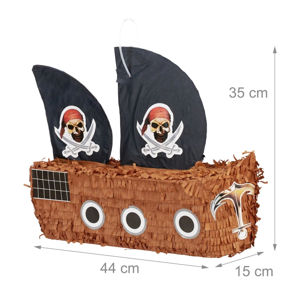 Pignatta barca dei pirati da riempire decorativa compleanno gioco interattivo 40 x 30 x 20 cm in carta colorata 13_0017468