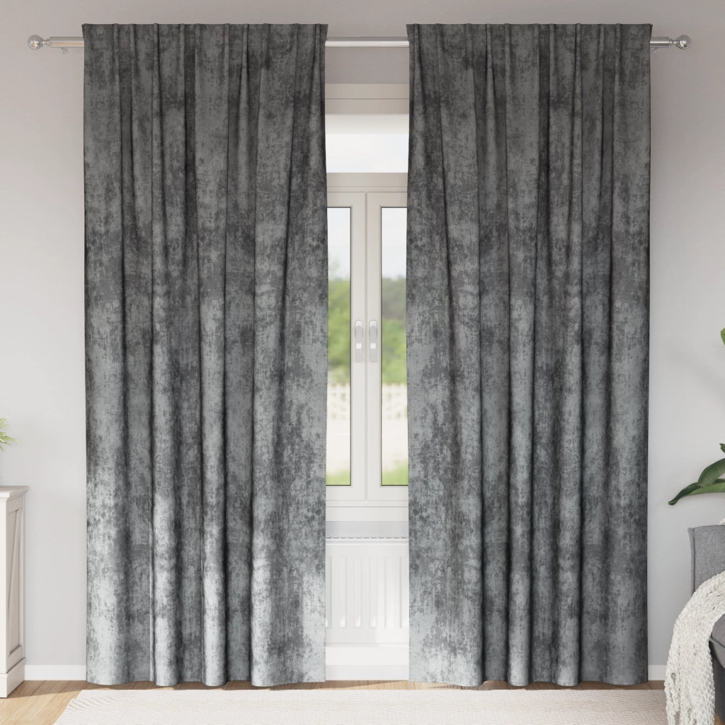 Tende in velluto 2 pezzi con occhielli grigie 225x140 cm
