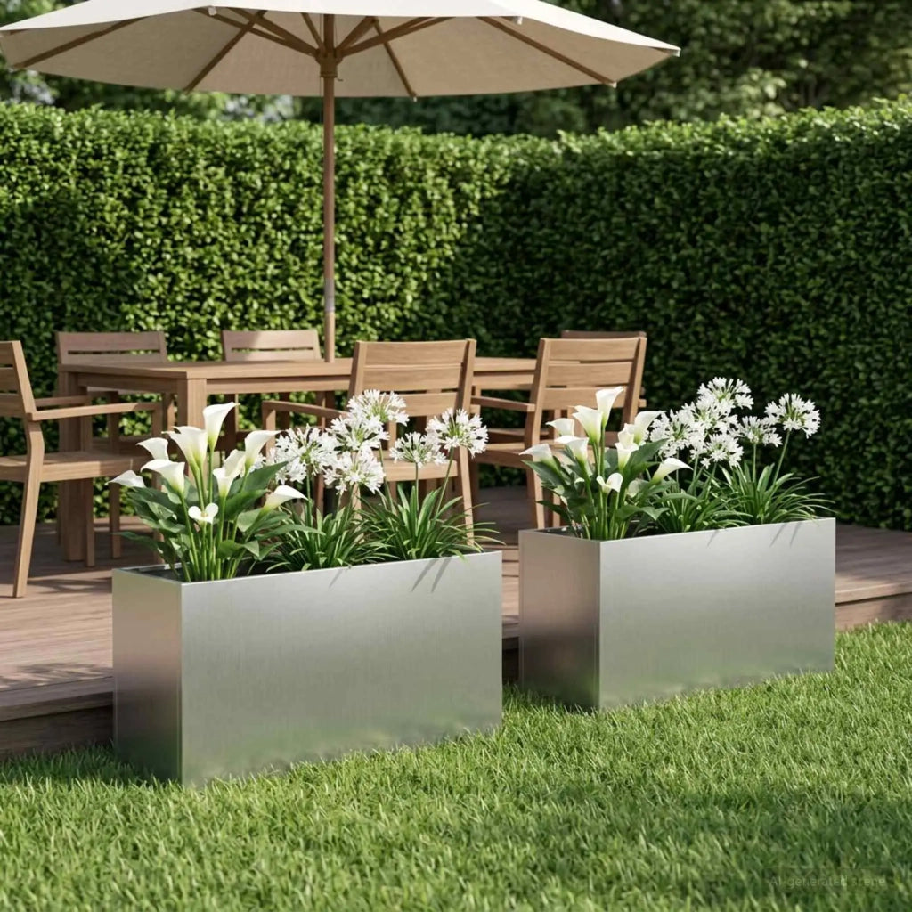 Vaso da giardino 2 pz Argento 100 x 30 x 40 cm Acciaio zincato 8005621