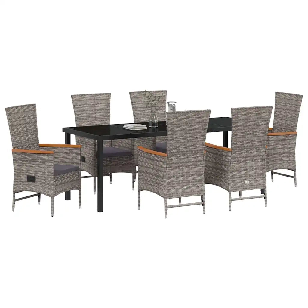 Set da Pranzo per Giardino con cuscino 7 pcs Grigio 3379441