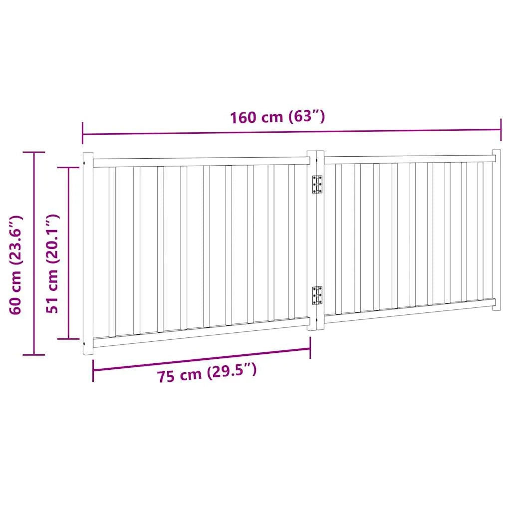 Cancelletto di sicurezza pieghevole per cani 2 pannelli 160 cm legno massello di abete nero 02_0023051