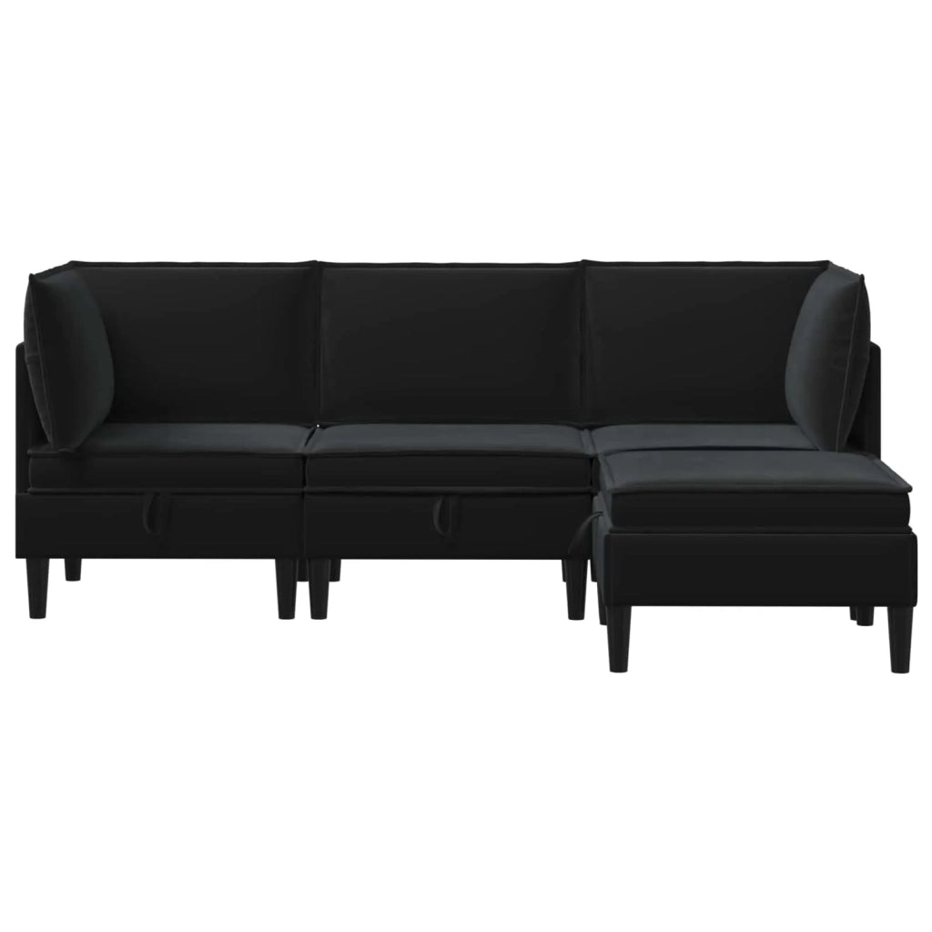 Set di mobili per il soggiorno con cuscino 4 pcs Nero Velluto
