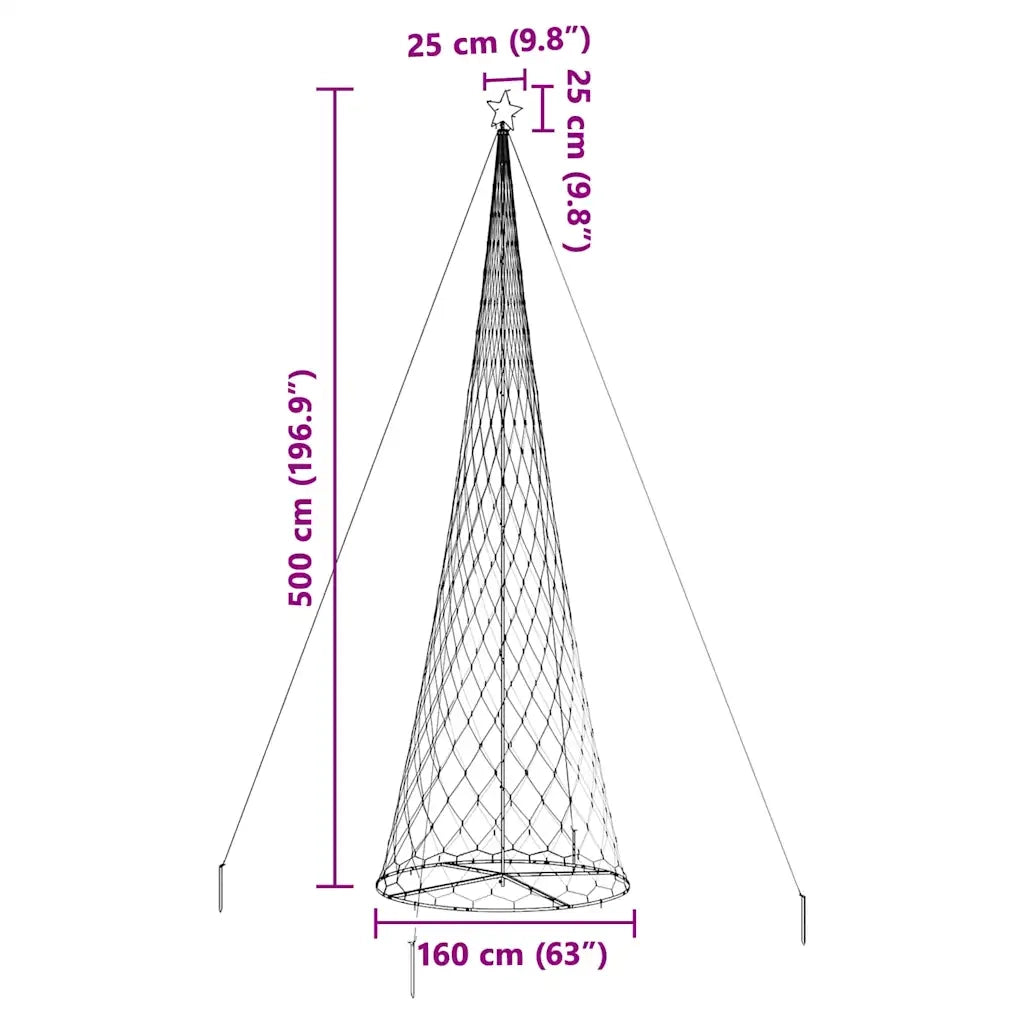 Albero di Natale LED con 555 LED Bianco caldo 500 cm Metallo 42018795