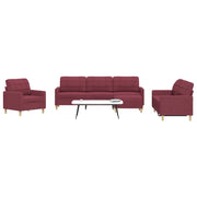 Set di Divani 4 pz con Poggiapiedi Rosso Vino in Tessuto 3278301