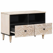 Mobile TV | Armadietto TV | Mobile Porta TV Bianco 70 x 33,5 x 46 cm Legno di mango massello