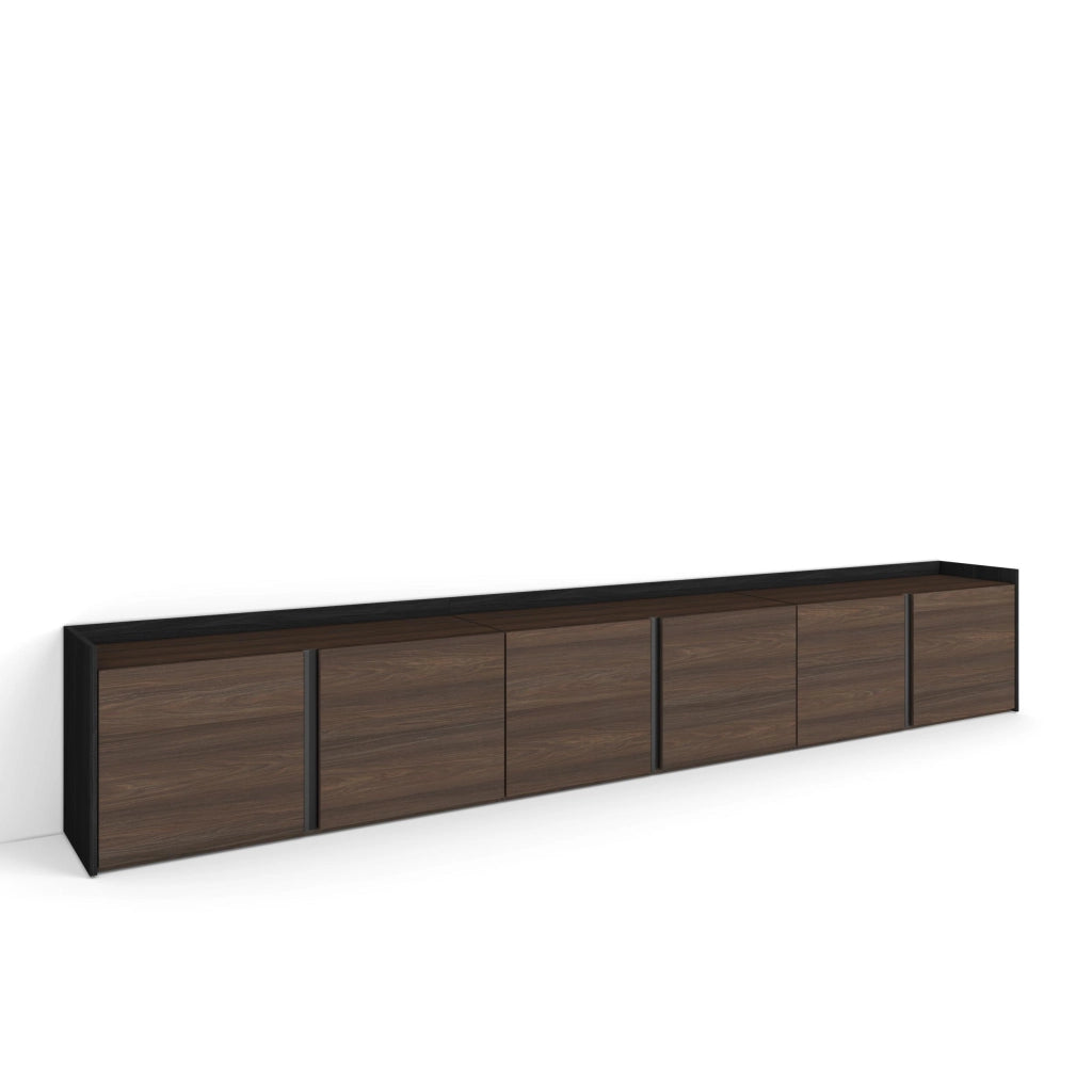 Mobile TV Soggiorno, 309x50x35 cm, Per TV fino a 80", Mobile Soggiorno, Rovere scuro e Nero