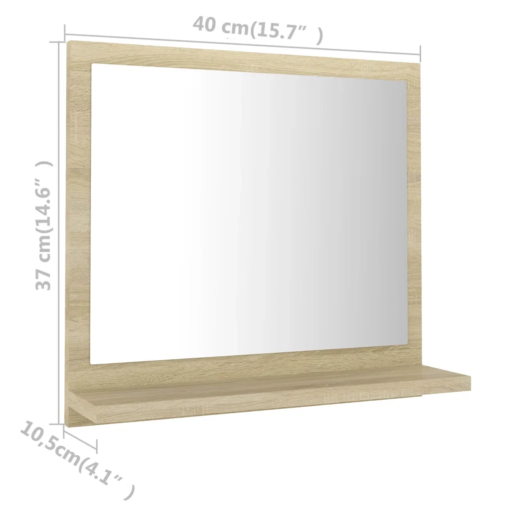 Specchio da Bagno Rovere Sonoma 40x10,5x37 cm Legno Multistrato 804556