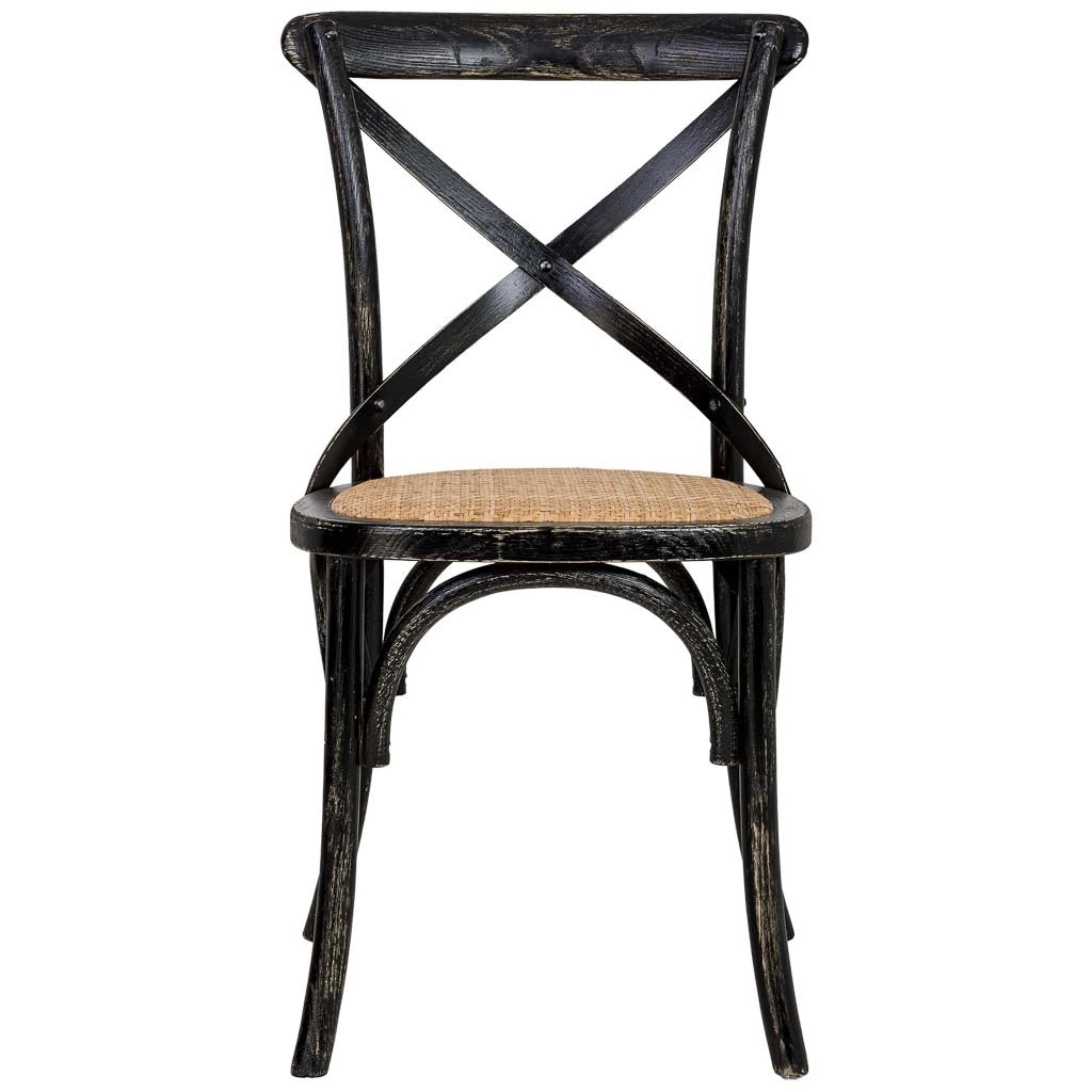 Sedia in legno con seduta in rattan nero 44x42x46/88h cm