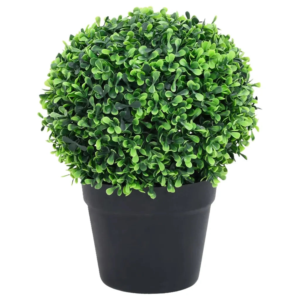 Piante di Bosso Artificiale 2 pz a Sfera con Vaso Verde 32 cm CFW9450670