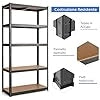 Scaffali per Carichi, Scaffalature a 5 Ripiani, in Metallo e MDF Scaffale, per Garage, Magazzino, Ripostiglio, Portante 650 kg, 75 x 30 x 150 cm (Nero)