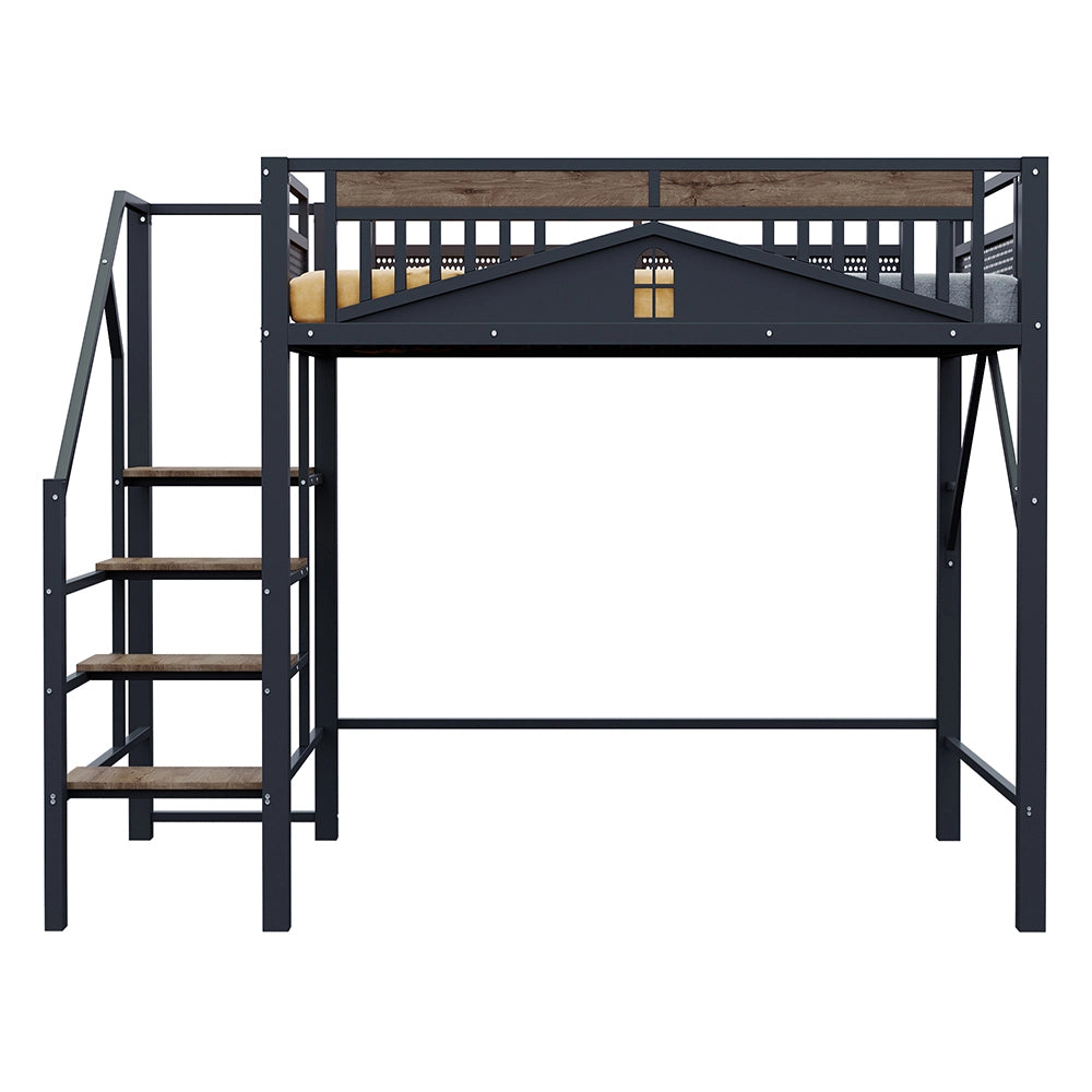 Letto a soppalco - Xylo - 140x200 cm grande contenitore nero