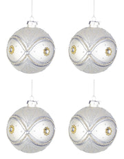 Palline di Natale in Vetro Argento Perline Eleganti Addobbi Albero Decorazioni Diametro: 100 mm