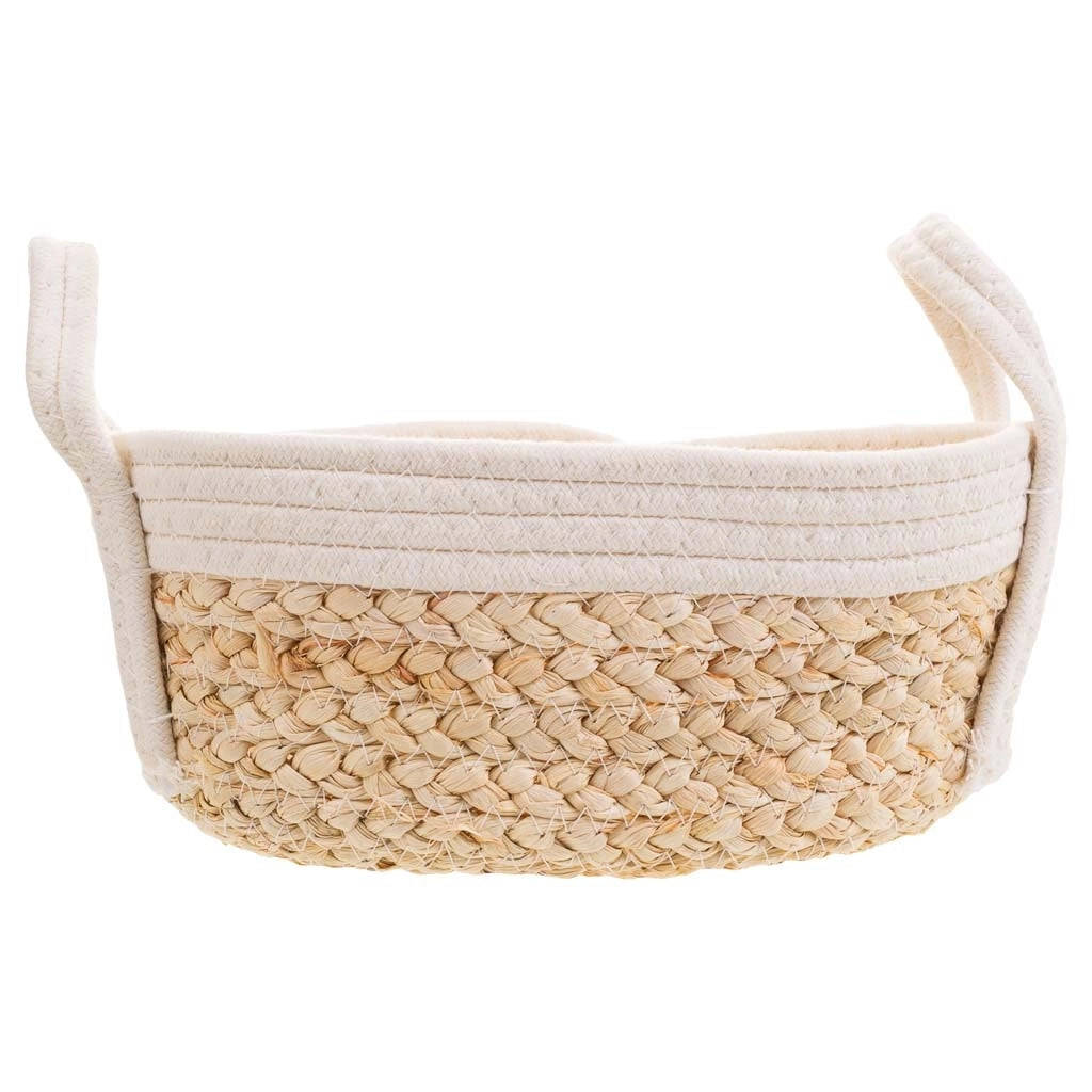Cesto in corda intrecciata bianca 32x21x12h