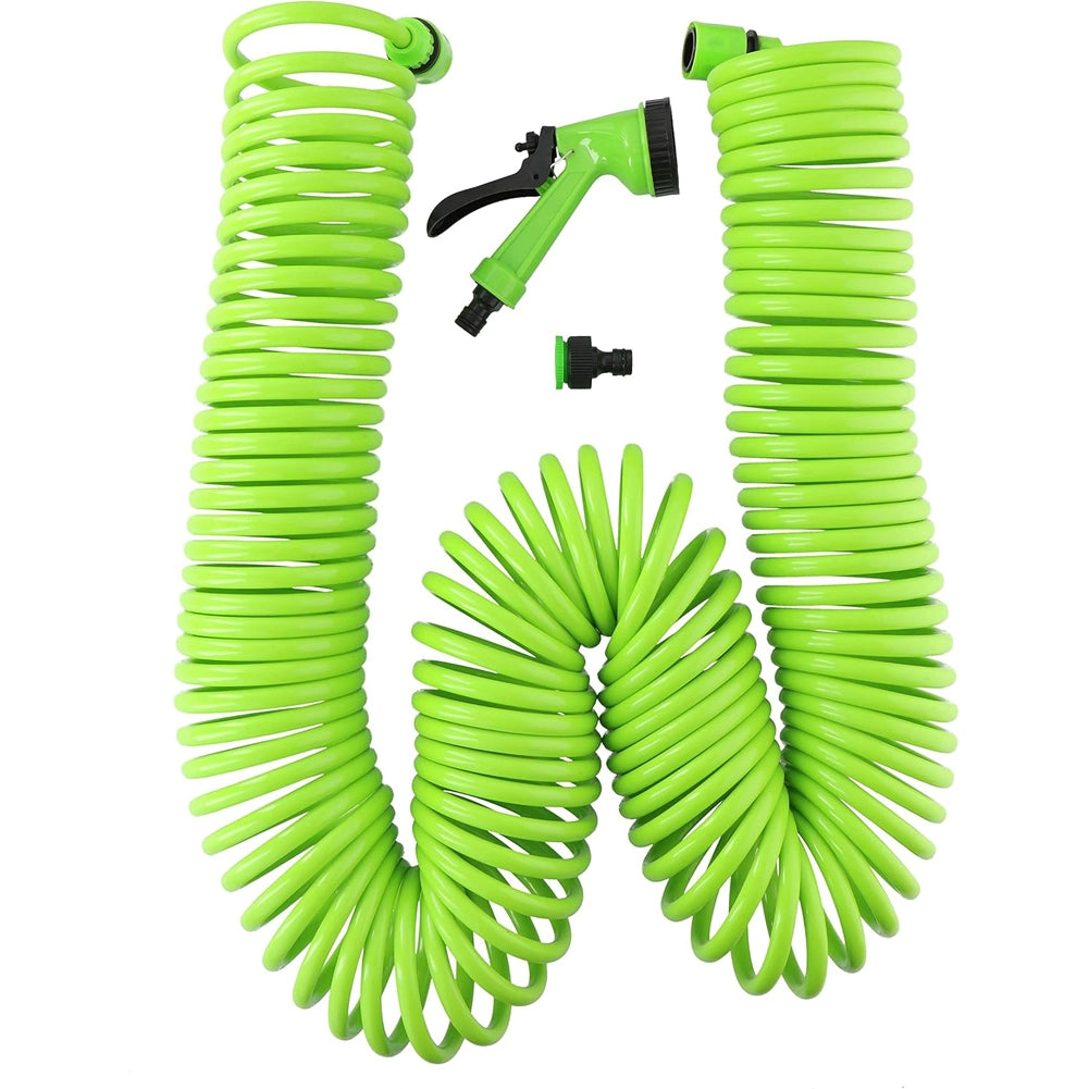 Tubo Estensibile Giardino 30mt con Pistola Irrigazione 4 Getti Terrazzo Piante Fiori