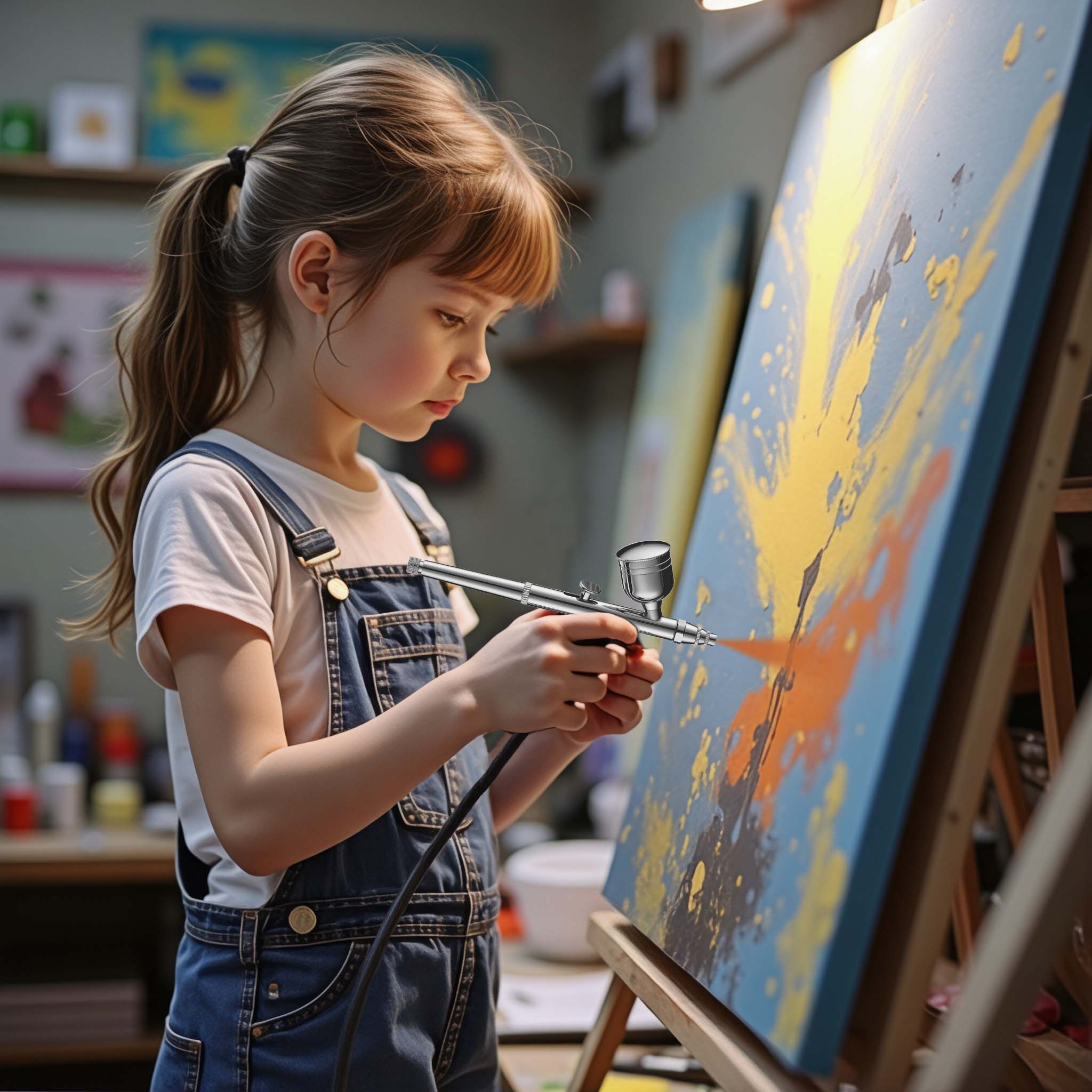 Pistola aerografo HS-30-1, airbrush ad aria compressa con ugello da 0,3 mm e tazza per colore da 7 ml, aerografo per unghie, tatuaggi, modellismo