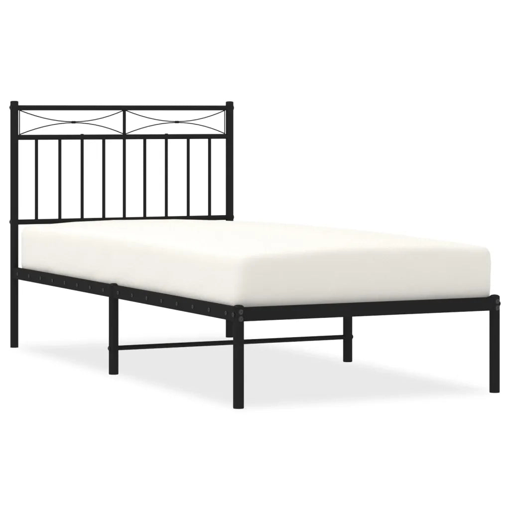 Giroletto con Testiera-Struttura Letto con testiera in Metallo Nero 90x190 cm 316757
