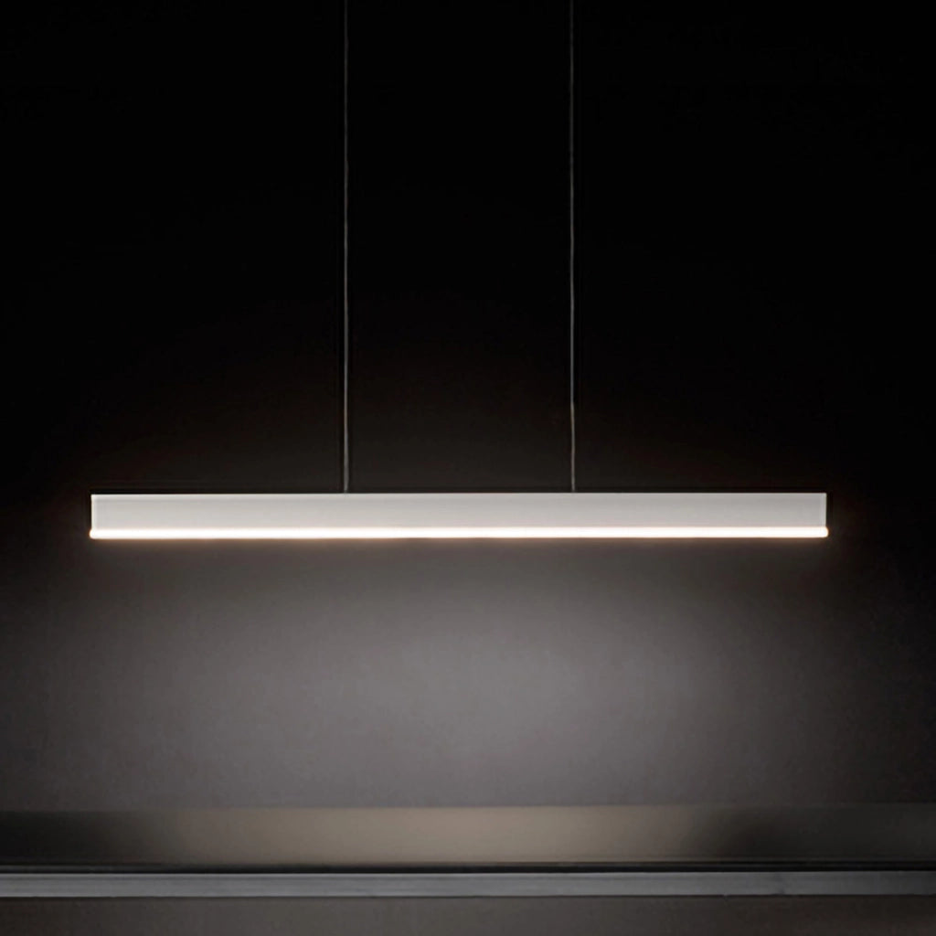 Riga Lampada a Sospensione LED 40W 3551 Lumen 3000K Alluminio Bianco Opaco Diffusore Satinato Design Lineare Moderno per Interni 120x1x250 cm