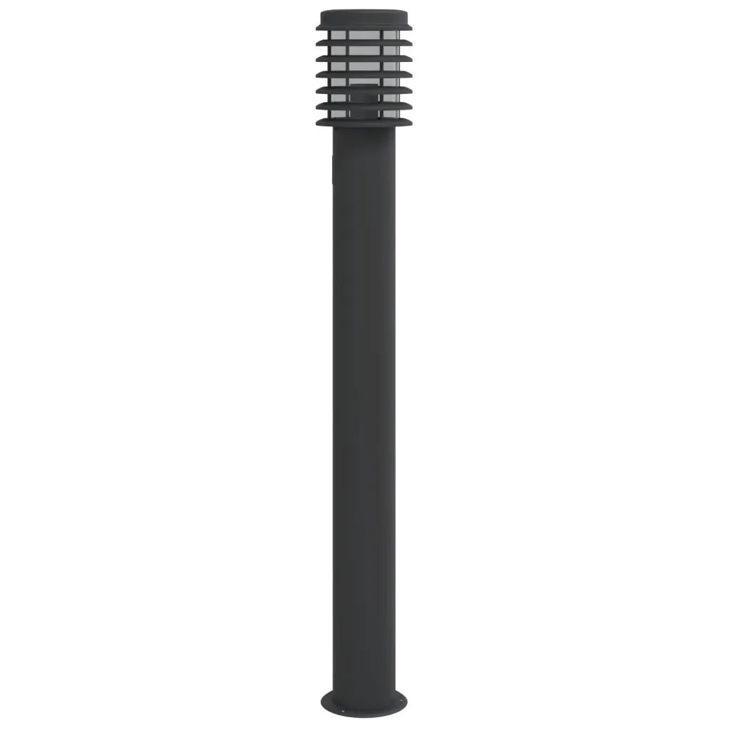 Lampade da Terra per Esterni con Presa 3 pz Nere 110 cm Acciaio