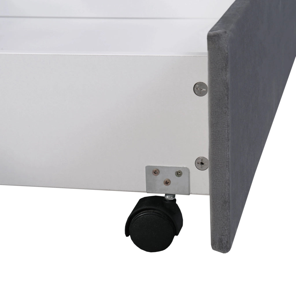 Letto imbottito in velluto grigio 160 x 200 cm con 2 cassetti