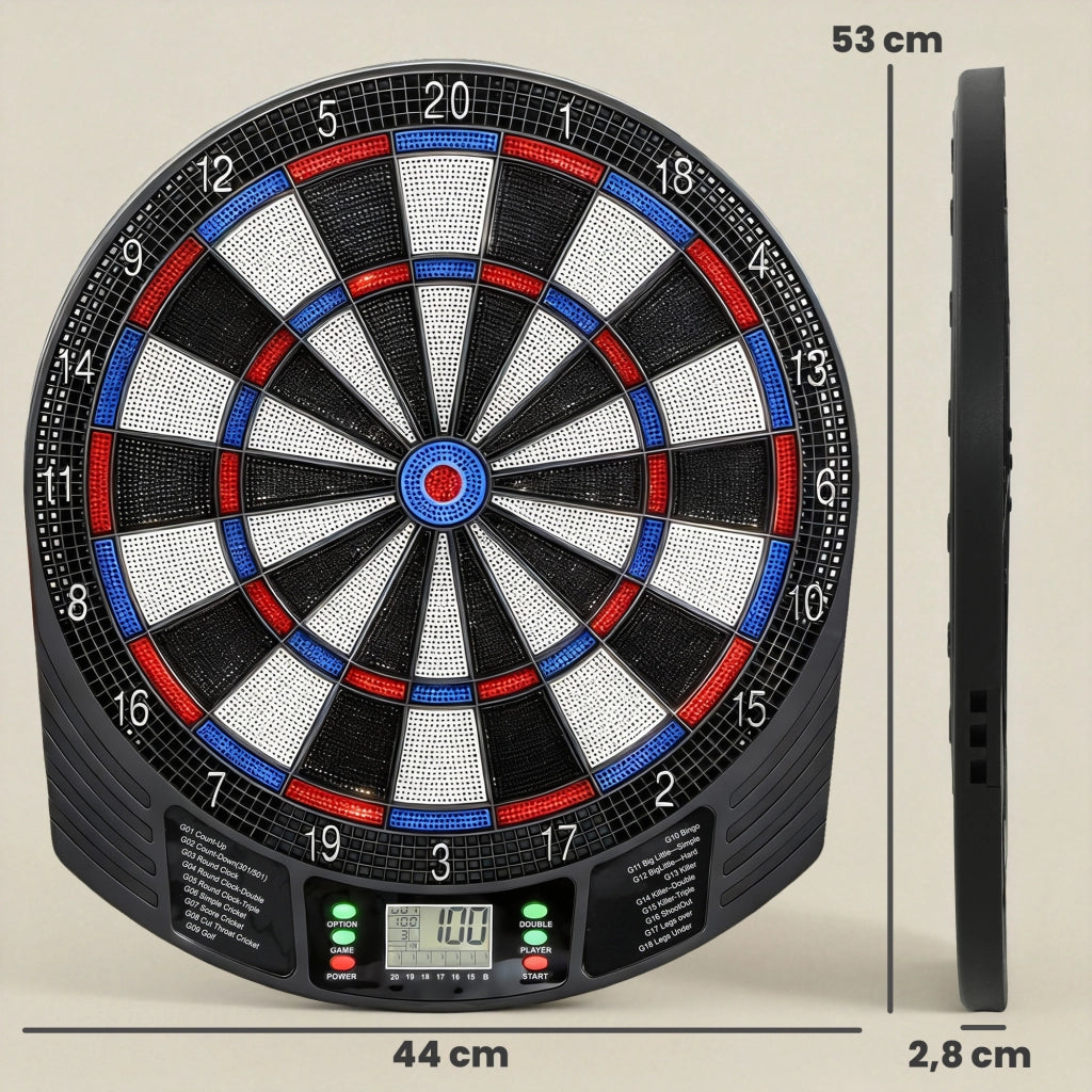 Bersaglio Elettronico 6 Freccette con Punta Morbida Display LCD per 8 Giocatori 18 Giochi e 159 Varianti