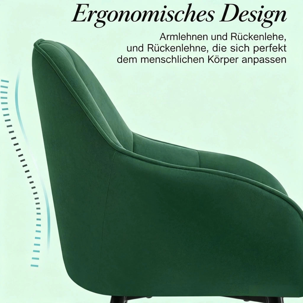 SEDIE ergonomiche Set da 2 pezzi 45,5x45x83,5 cm in velluto verde scuro