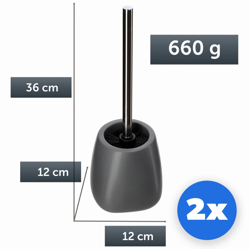 Set di 2 scopini per WC KADAX in ceramica grigia per bagno