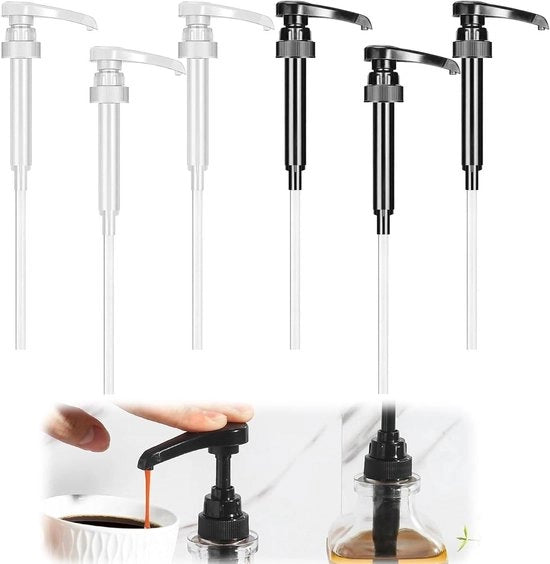 Dispensatore di sciroppo riutilizzabile per bottiglie da 750 ml - Nero e bianco - Ideale per cucine domestiche e caffetterie