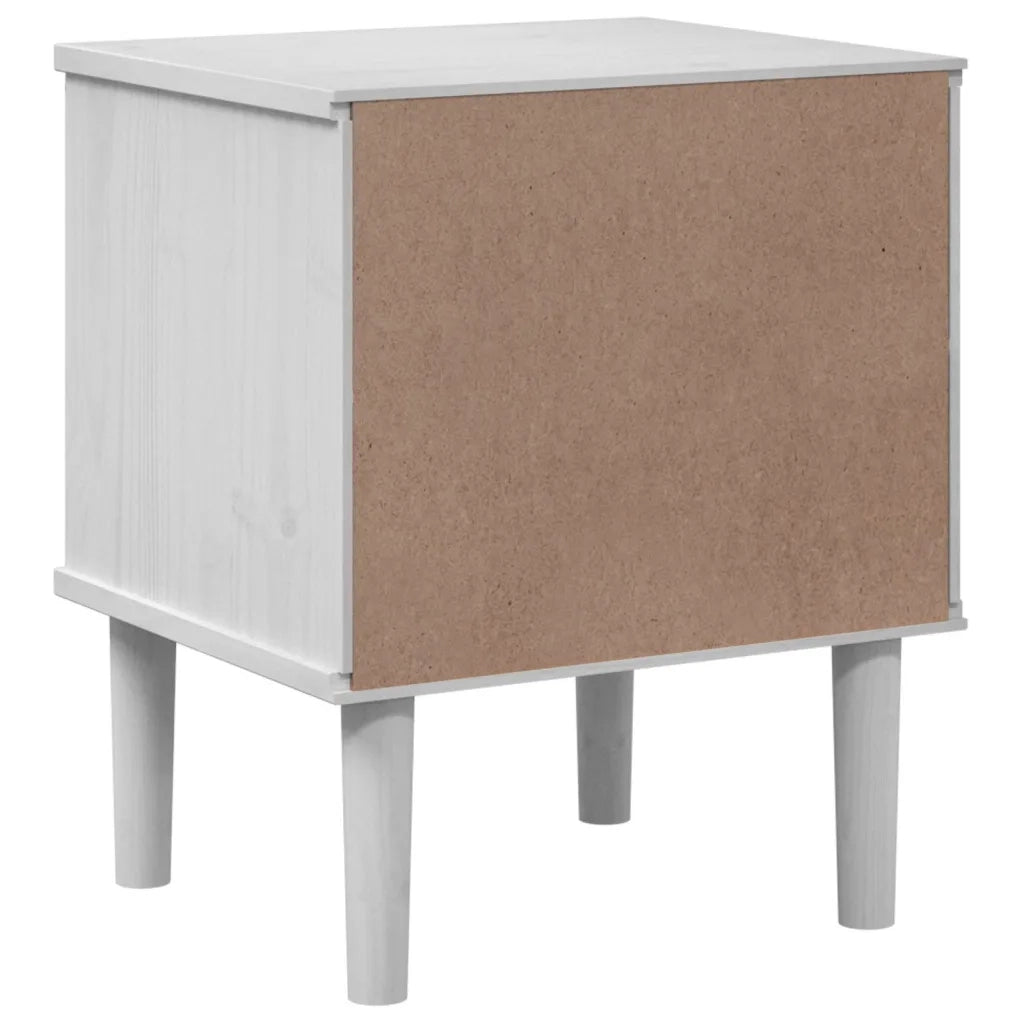 Comodino SENJA Bianco Aspetto Rattan 40x35x48 cm in Legno Pino 358011