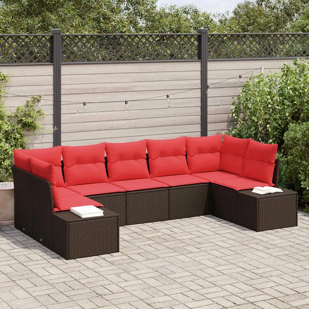 Set Divano da Giardino con cuscino 7 pcs Marrone polyrattan 3347214