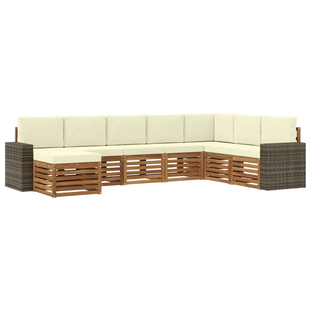 Set di divani da esterno con cuscino 8 pcs Naturale e Crema