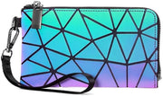 Portafoglio Donna Geometrico - Holografico - Materiale PU - Chiusura a Cerniera - Capacità 1 Compartimento Principale/3 Compartimenti per Carte - Cinturino Removibile - Clutch