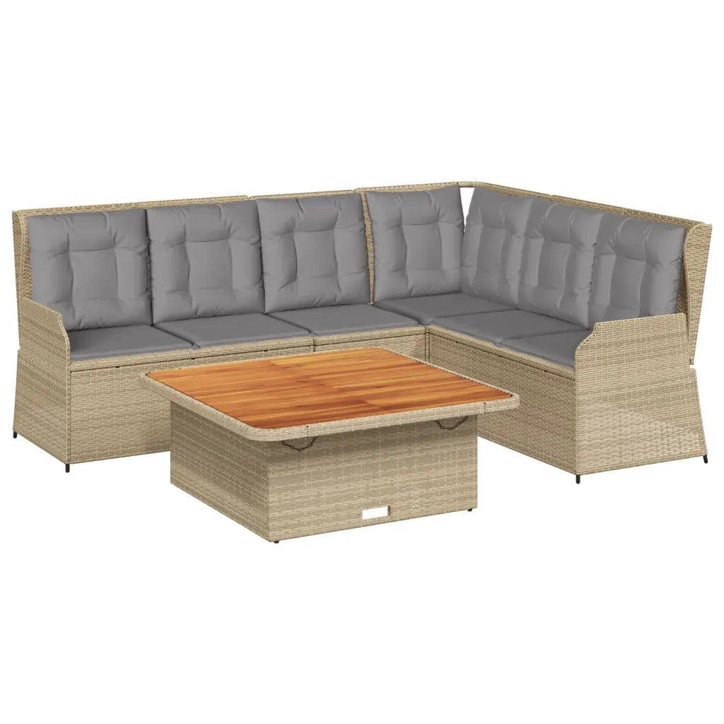 Set Divani da Giardino 5 pz con Cuscini in Polyrattan Beige 3262617