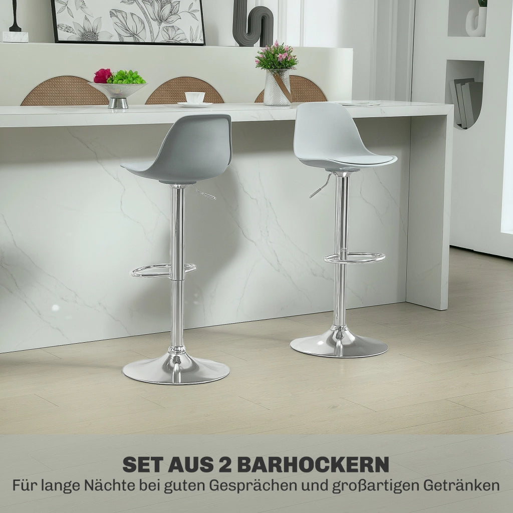 SGABELLO BAR Set da 2 pezzi Regolabile in altezza Grigio Ecopelle