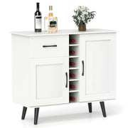 Credenza buffet-Armadio da cucina con cubi per vino da 6 bottiglie, Armadio da bar moderno con cassetto per cucina e soggiorno Bianco