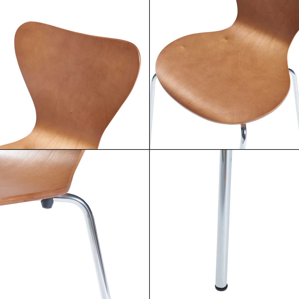 Set di 4 Sedie da Sala Essunga Impilabili - color Noce / Cromato [en.casa]