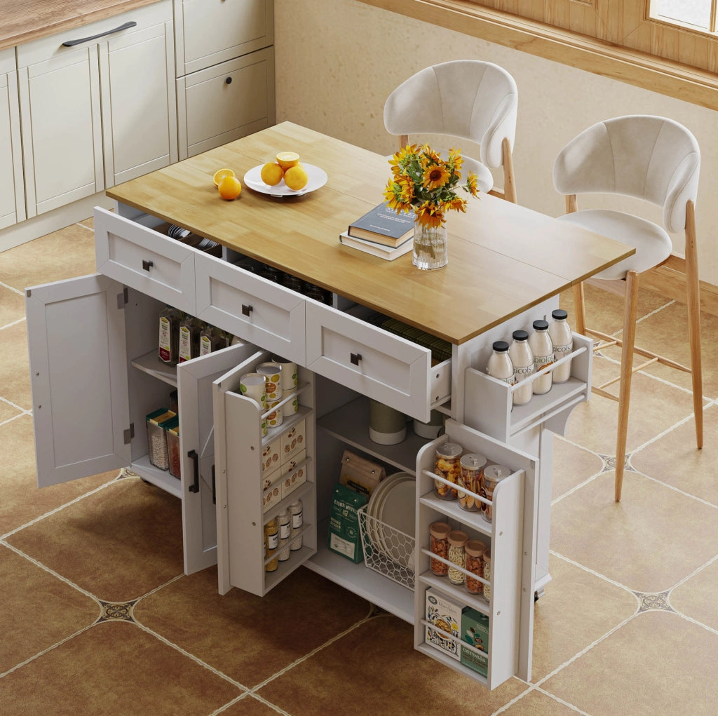 Isola da cucina mobile con piano pieghevole 140x43(70)x90,5 cm