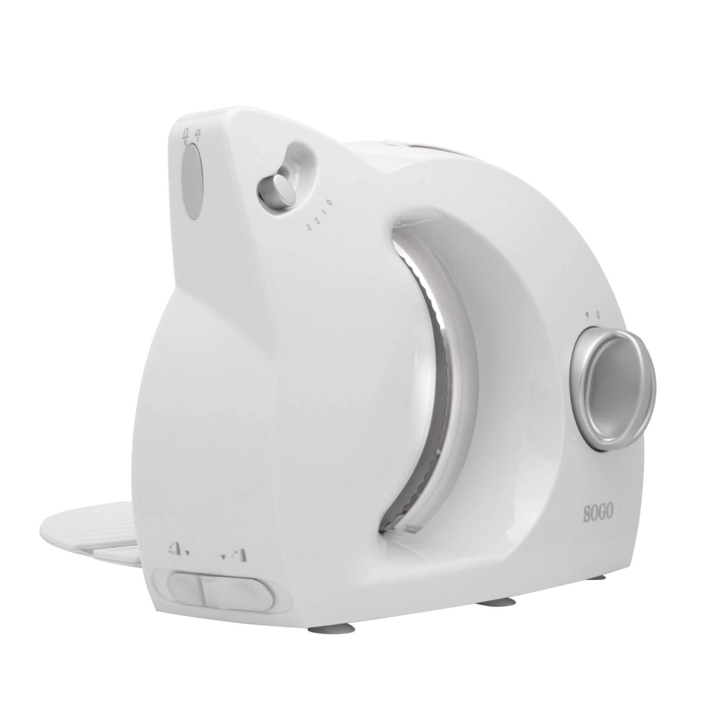 Affettatrice elettrica per salumi e formaggi, lama acciaio inox 170mm, 3 velocità regolabili, taglio da 0 a 15mm 150W - SOGO