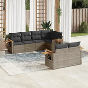 Set Divani da Giardino 7 pz con Cuscini Grigio in Polyrattan 3226984