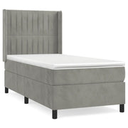 Letto singolo | Letto per adulti | Giroletto a Molle con Materasso Grigio Chiaro 80x200 cm Velluto