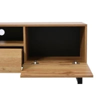 Moderno Mobile TV con Design Robusto, Nero e Color Legno