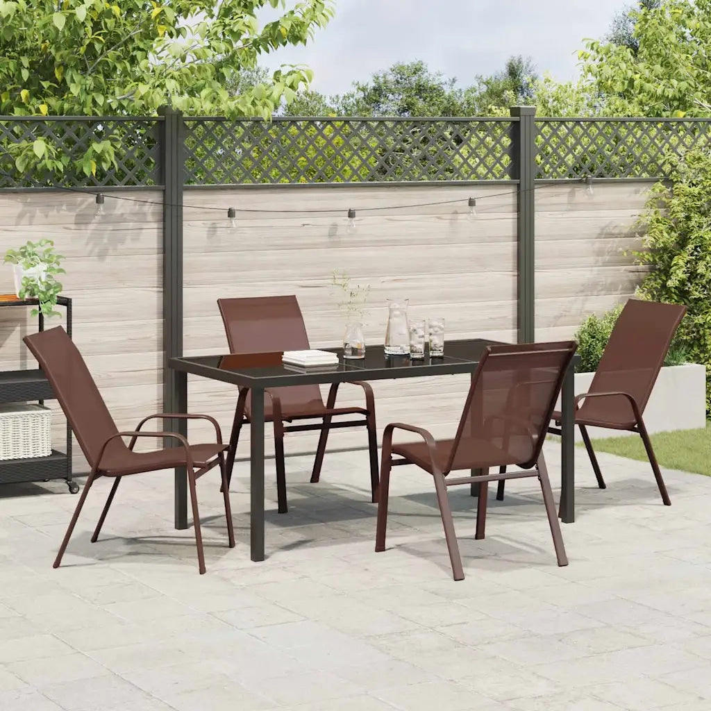 Set da Pranzo per Giardino 5 pz | Set Salotto da Giardino Marrone e Nero