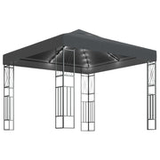 Gazebo | Pergolato con Stringa di Luci LED 3x3 m in Tessuto Antracite