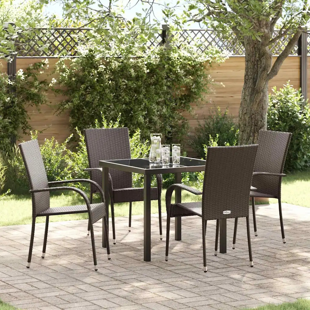Set da Pranzo per Giardino 5 pcs Marrone 3379395