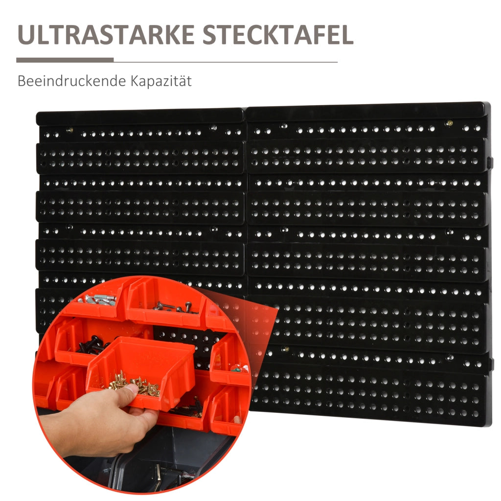 Scaffale da parete con 30 cassetti portaoggetti ¨C Xylo ¨C Rosso/Grigio/Nero 37,5x18x63 cm