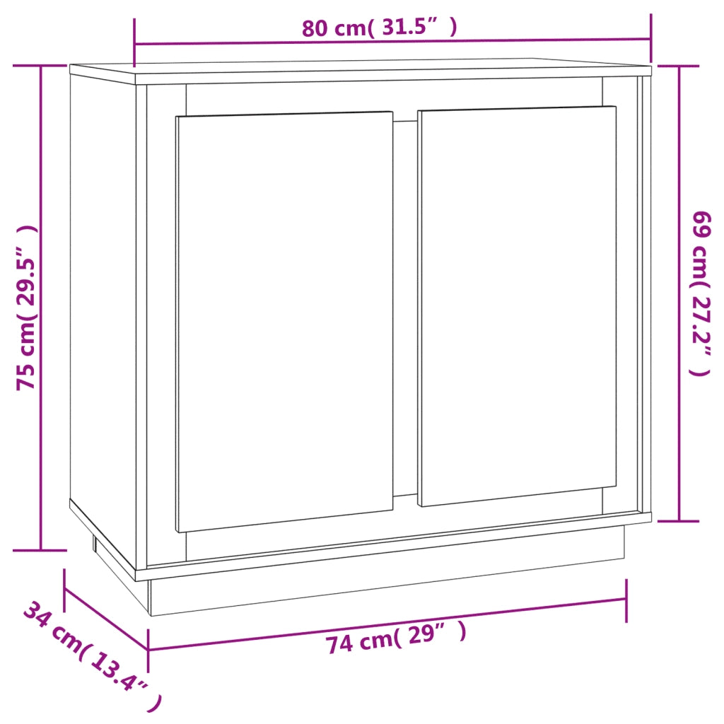 Credenza | Madia | Buffet da pranzo | Armadio da pranzo Bianca 80x34x75 cm in Legno Multistrato