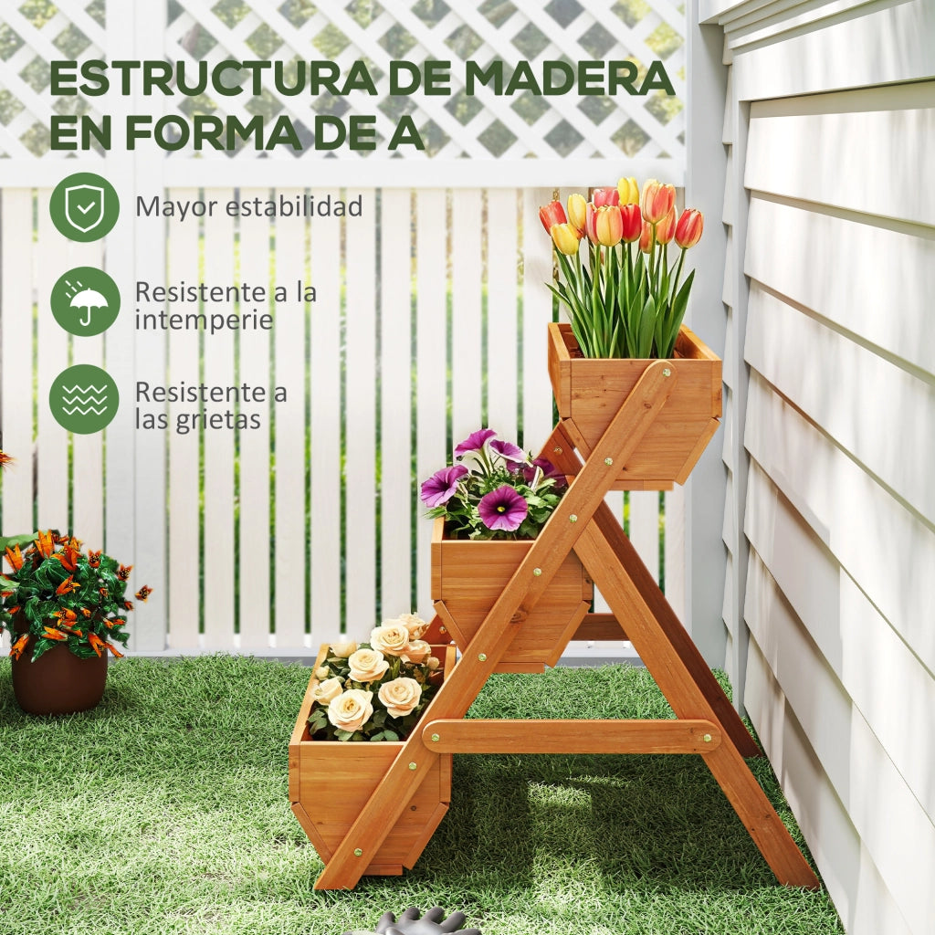 Giardino Letto Elevato Legno 3 Livelli con Drenaggio ¨C Zephmum ¨C Marrone 65x75x76 cm