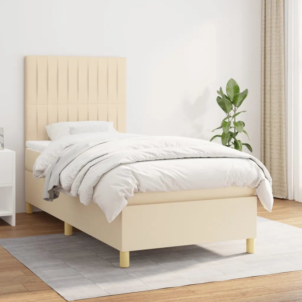 Giroletto a Molle con Materasso Crema 100x200 cm in Tessuto 3142478